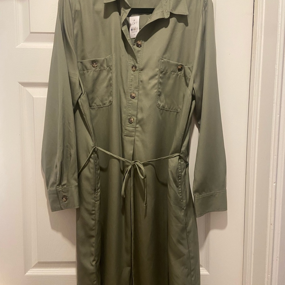 LOFT Sage Green Collared Dress
